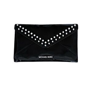 MICHAEL Michael Kors | Jet Set Jewel Studded Envelope Clutch | Black Leather